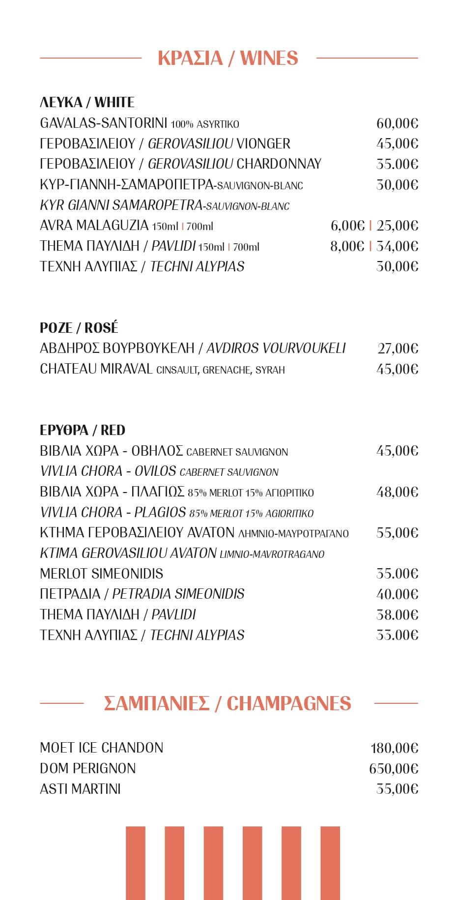 AVRA Menu