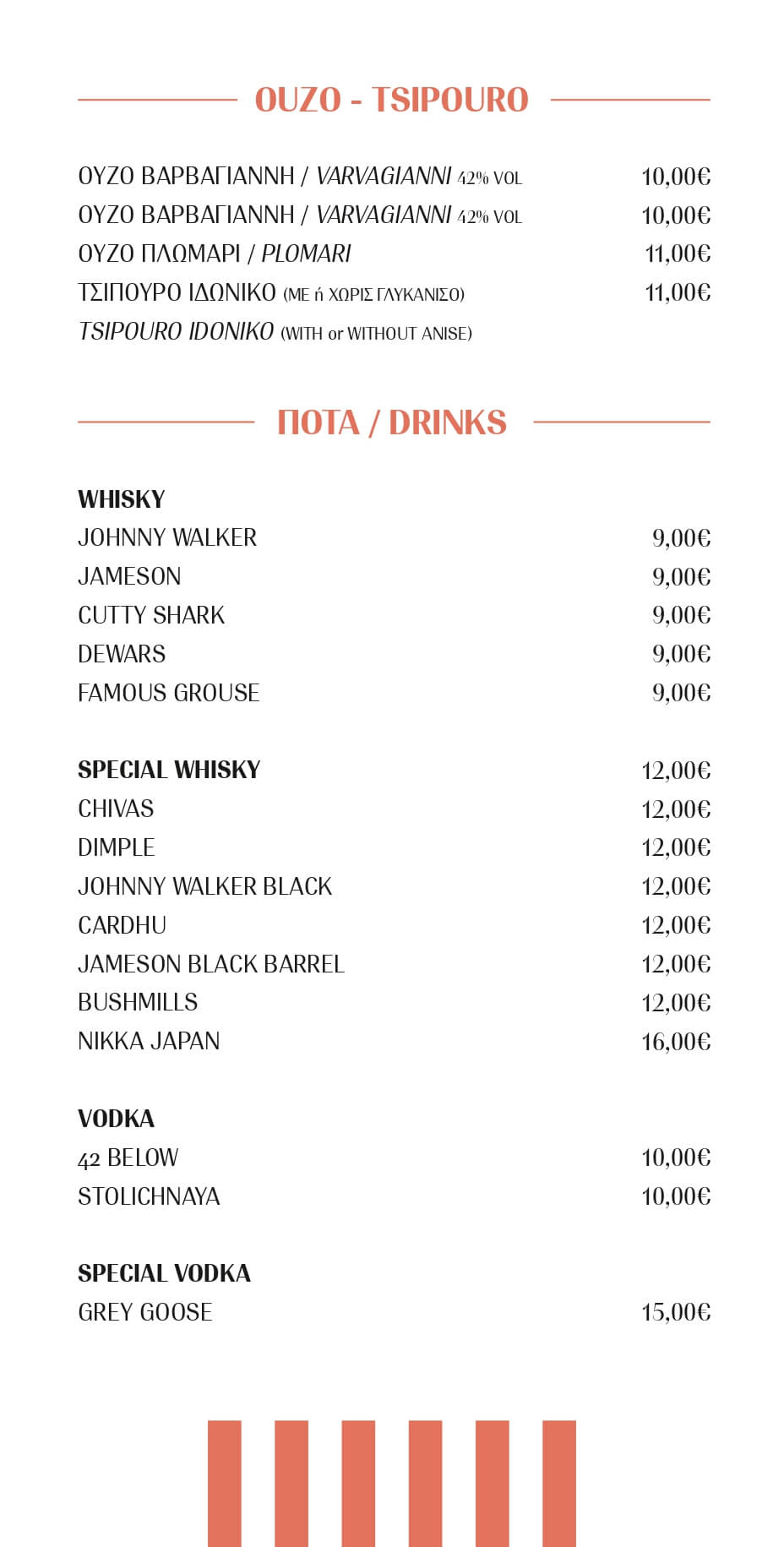 AVRA Menu