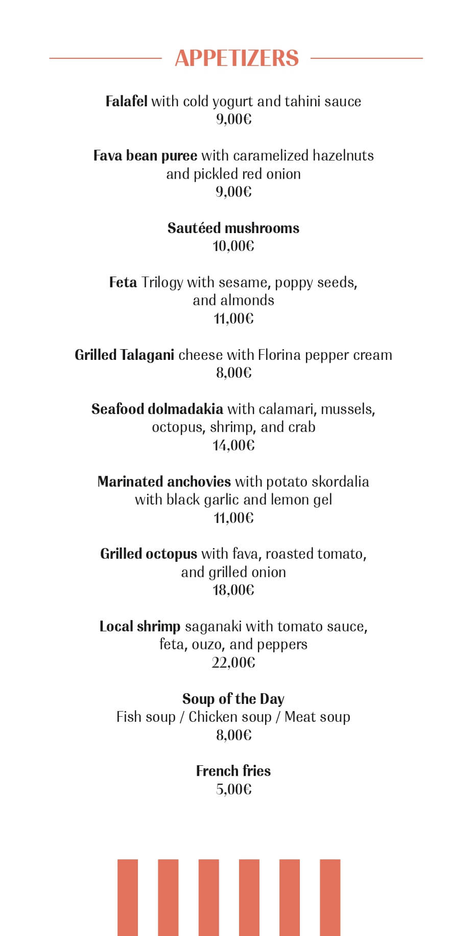 AVRA Menu