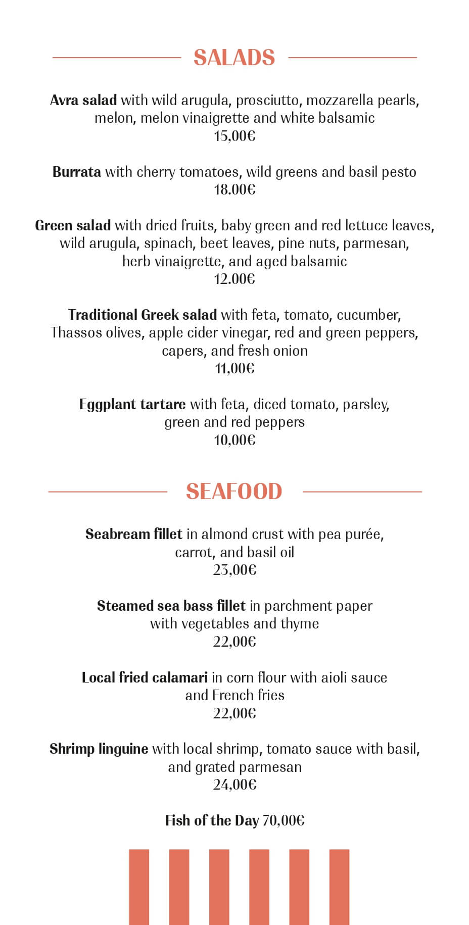 AVRA Menu
